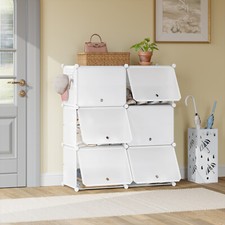 Schuhregal Schuhaufbewahrung 6 Fächern 24 Paar Schuhe Schuhschrank mit Tür Weiß