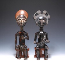 African Ashanti Carved Wood Fertility Figures - Ghana 20th. C. - 42 cm