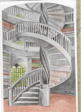 AK Weimar - Künstler AK - freistehende Wendeltreppe im alten Stadtturm