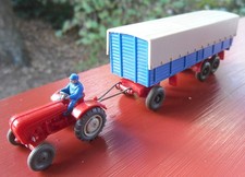 WIKING alter Porsche Schlepper + Ackermann Dreiachs Pritschen Anhänger m. Plane