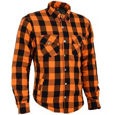Motorrad Hemd Lumber Jack Shirt mit Aramid-Gewebe Farbe: Orange/Schwarz Neu 