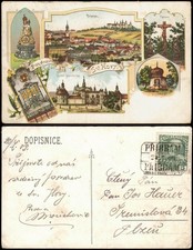 Litho AK Pribram / Freiberg in Böhmen Totale Kalvarie Kostel 1909