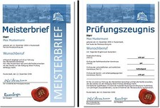 Meisterbrief Prüfungszeugnis