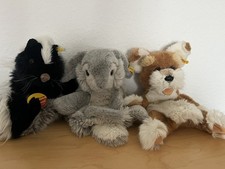 Steiff vintage Handpuppen - Jolly Hase, Fuchs, Skunk 3476/40 - 3480/40 - 3492/45
