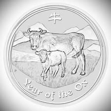 Silberunze LUNAR 2009 1 Oz YEAR of the Ox OVP 999er fine silver Ochse ST