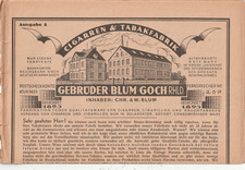 Werbung - Zigarren- & Tabakfabrik Gebrüser Blum in Goch Rheinland - 1932