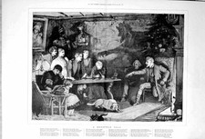 Original alter antiker Druck 1877 Spind Gedicht Familienhaus Horrorgeschichte Fine Art