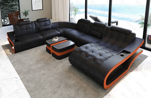 Leder couch wohnlandschaft - leder,