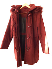 CANDA Wintermantel bordeaux Gr. 42 abnehmbare Kapuze Kunstpelz Velourslederoptik