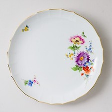 Meissen Kuchenschale 28 cm Bunte Blume Bukett schräg 1. Wahl unbeschädigt