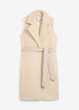 Lange Weste aus Teddy-Kunstfell Gr. 50 Beige Damenweste Jacke Mantel Neu*