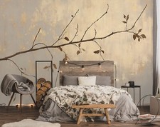 Fototapete Zweig Natur Gold Wohnzimmer VLIES TAPETE XXL + KLEISTER 209