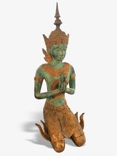 Antike Thai-Statue, „Thepanom“-Engel, Bronze,