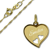 Gravur Platte Herz mit Singapurkette-Echt Gelbgold /333(8 Karat)- Inkl. Gravur