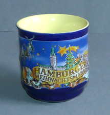 Becher-Hamburger Weihnachtsmarkt-blau/gelb Mohaba Glas-Tasse Kaffee Tee Cup-2006