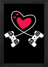 Gaming Herz gerahmtes Wandbild