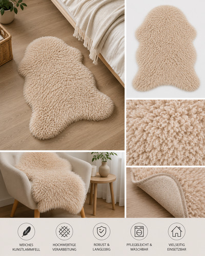 Korsknap kunstlammfell beige - korsknap,