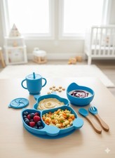 Silikon Geschirr Baby Set,BPA Frei,rutschfest,Geburtstagsgeschenk
