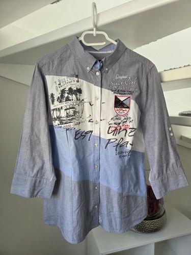 Soccx bluse grau blau weiß - bluse,
