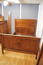 Antikes Jugendstil Bett, Eiche.
