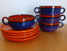 4 Suppentassen mit Untertassen