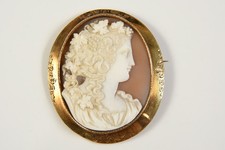 Q40Z29- Gold 585 14kt Muschel Kamee Brosche / Anhänger