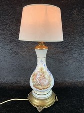 Antike Glas Lampe Handgefertigt Barockstil Prunkvoll Tischlampe Opalglas Vintage