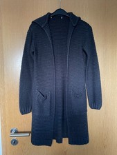Strickjacke grau Strick Mantel grob dunkelgrau Größe 36 S Kapuze