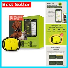 Wiederaufladbares GPS Haustier Tracker Halsband mit Gesundheitsüberwachung - Wasserdicht & Gelb