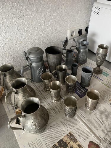 Große sammlung vintage zinn - große,