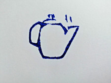 BLAUDRUCK Textildruck Druckstempel Druckmodel Holz Druckstock Stempel Teekanne