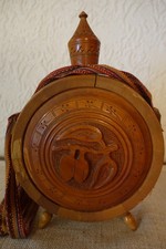 Holzflasche m. Schnitzereien - Handarbeit - Feldflasche - Hirtenflasche - 60er