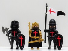 SCHWARZE TEMPELRITTER HERZOG PLAYMOBIL zu Fahne Kreuzritter Crusader CUSTOM RAR