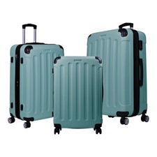 3tlg. ABS Hartschalen Kofferset grün Erweiterungsfunktion und TSA- Zahlenschloss