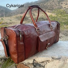 Echtes Leder Dreieck große Duffel Reise Reisetasche Tasche Weekender