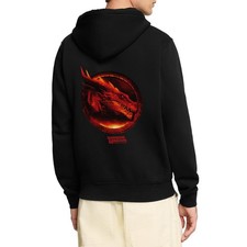 Dungeons & Dragons DND Roter Drachenkopf Backprint Unisex Premium Bio Zip Hoodie