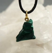 MALACHIT Anhänger EULE an vergoldeter Öse Edelstein-Anhänger a1