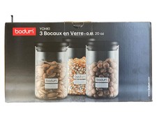 Bodum Vorratsgläser 3er Set Glas Kunststoff Luftdicht Transparent Schwarz 15cm