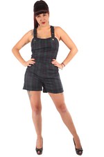 Karo Latzhose Retro rockabilly Tartan Hosenträger Shorts Jumpsuit plaid