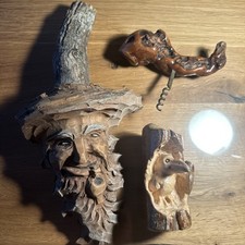 Holzschnitzerei, Wurzel Gesicht Korkenzieher