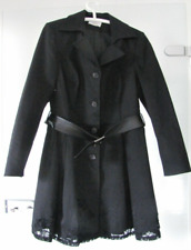 ELEGANCE Extravaganter schwarzer Mantel mit Stickerei Baumwolle Größe 40  EDEL!!