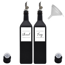 Ölflaschen zum Befüllen 1 Liter - schwarz-matt aus Glas Free-Flow-Ausgießer Set