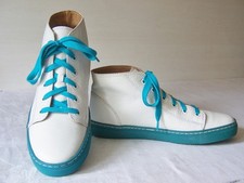 "GABOR" Gr.41-41,5 Stiefeletten/Boots/Wechselfußbett Leder weiß-türkis neuwertig