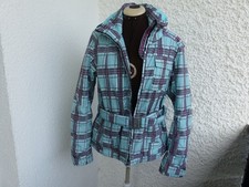 Jacke Skijacke Ski Schi Karo türkis lila braun 38 M Exxtasy Kapuze Gürtel NEU