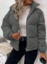 Damen Cord Steppjacke Beige | Puffer Jacket | Warm Gefüttert | Stehkragen NEU