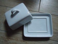 Butterdose Butterbehälter Butterglocke Butterschale weiß Porzellan