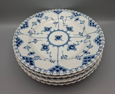 4er Set Lancheon Teller Royal Copenhagen blau geriffelt Vollspitze - 23 cm Durchmesser
