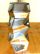 CREATIV HOME TISCH- BODENVASE KERAMIK SILBERFARBEND ca. H 34 /Breite 13cm