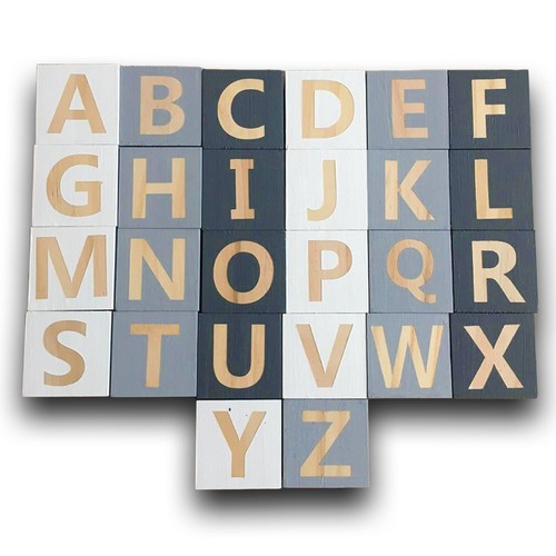 Holz würfel buchstabe weiß - holz,