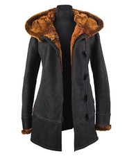 Damen Lammfelljacke Lederjacke Schaffell Felljacke Lammfell Jacke Schwarz Braun